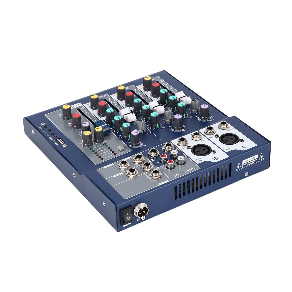 F-4 4 Channel Live Mixing Studio Audio Sound Console Network Anchor Portable Mixing Device Vocal Effect Processor