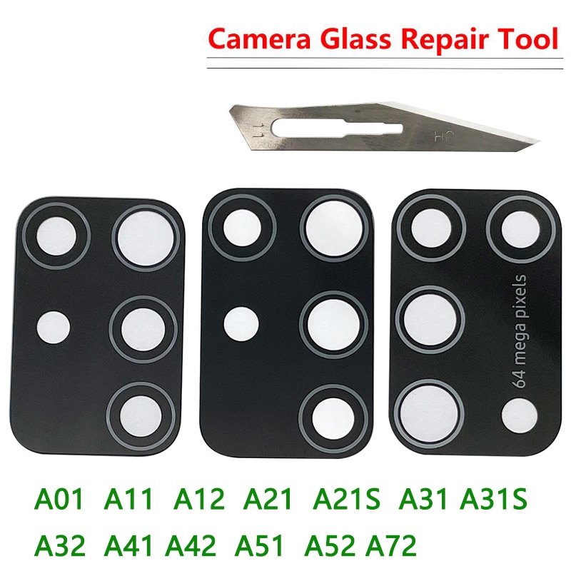 2 sztuk obiektyw szklany obiektyw do Samsung A01 A11 A21 A21S A31 A41 A51 A71 A12 A31S A42 A32 A52 A72 z powrotem do aparatu wymiana narzędzia