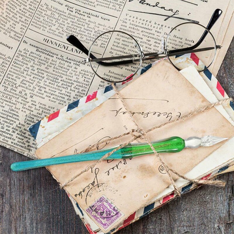 Innovative Handmade Crystal Glass Dip Pen Calligraphy Fountain Set Ink J99Store