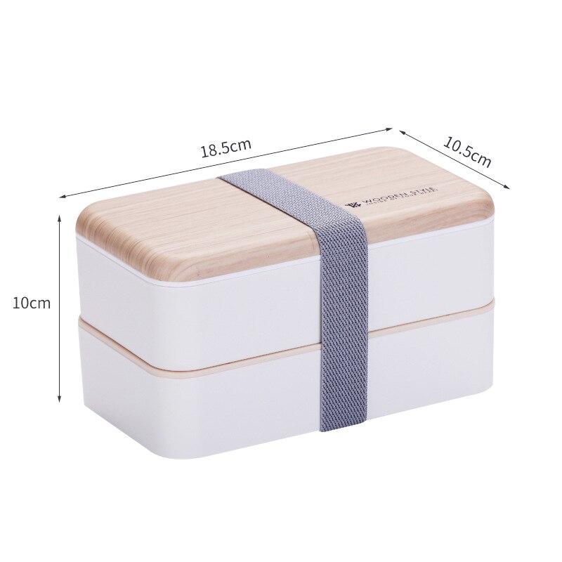 Ins Stijl Dubbele Laag Lunch Box Plastic Compartiment Bentobox Volwassen Student: 1.2LWhite