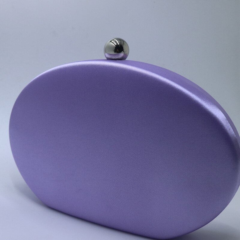 Royal Nightingales oval heart shape satin clutch bag and hard box case evening bags for womens party prom bolsas: purple as photo