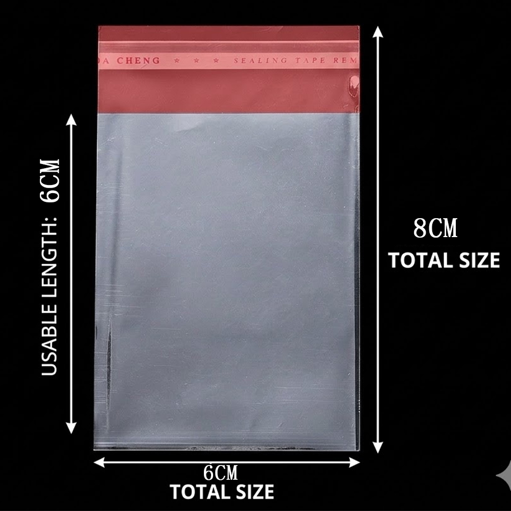 Bolsas de celofán autoadhesivas transparentes, bolsas de celofán de plástico OPP, bolsas de y bolsas de embalaje de joyería, 100 unids/lote: Rojo