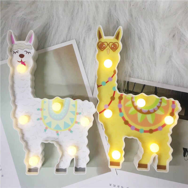 Total sød dyrestil batteri natlampe 3d alpaca enhjørning flamingo boligindretning bordlampe sengelampe belysning børn led lys