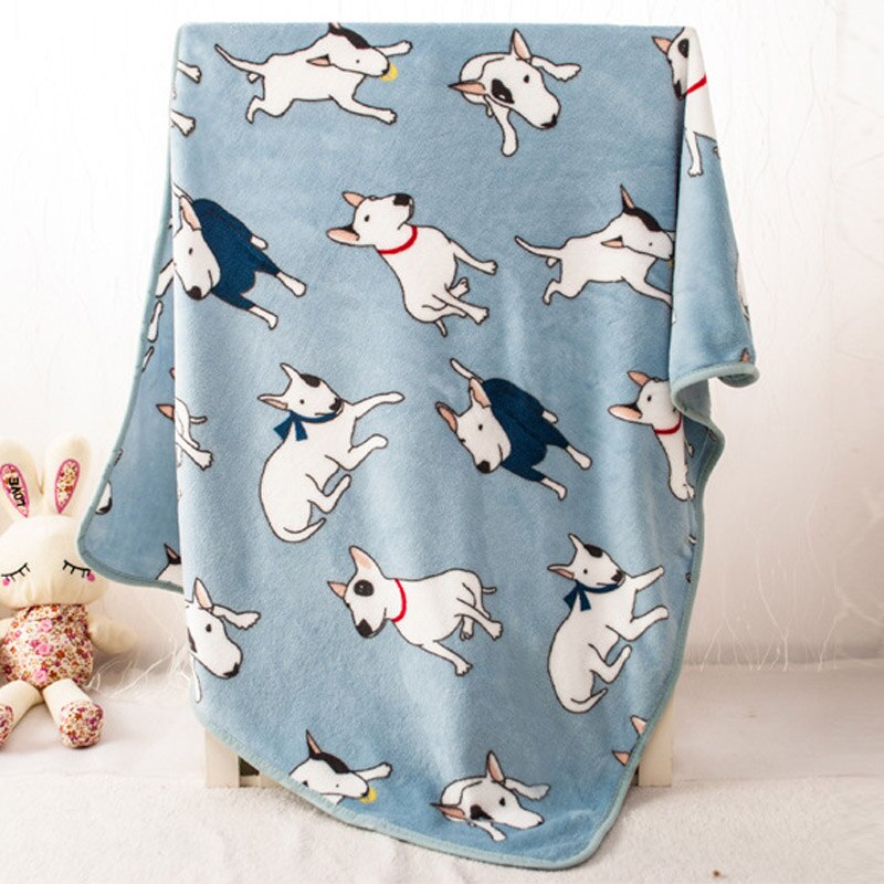 Winter Warm Hond Bed Voor Honden Zachte Fleece Deken Huisdier Hond Slapen Mat Huisdieren Matras Kussen Bull Terrier Franse bulldog Bedden: Blue Bull Terrier