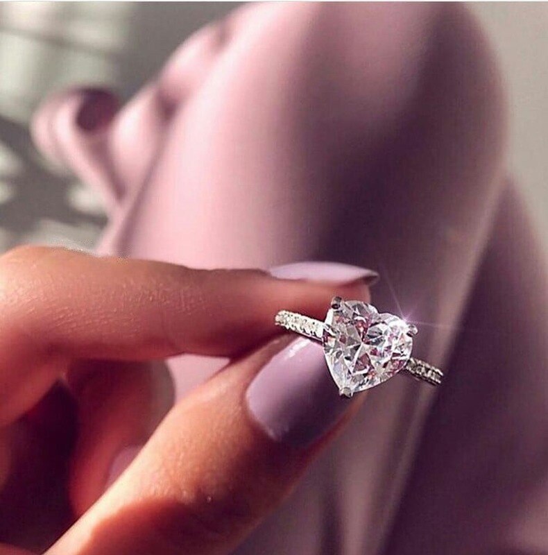 Drei-Zinke Liebe frauen Ring Weiß AAA Zirkonia Hochzeit Engagement Liebe Schmuck Neue