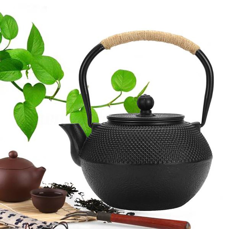 Japansk støbejern tekande te-kedel kande med rustfrit stål infuser til komfur sikker belagt med emaljeret interiør