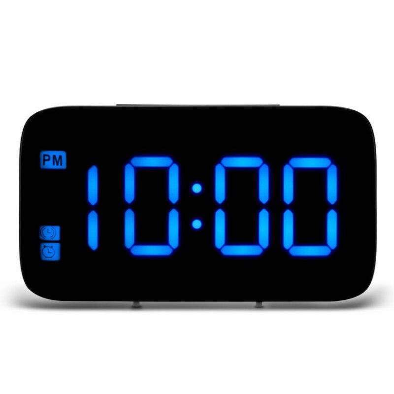 Digitale Led Wekker Groot Scherm Stille Snooze Wekker Usb En Batterij Aangedreven Multifunctionele Desktop Wekker Decor: Blauw