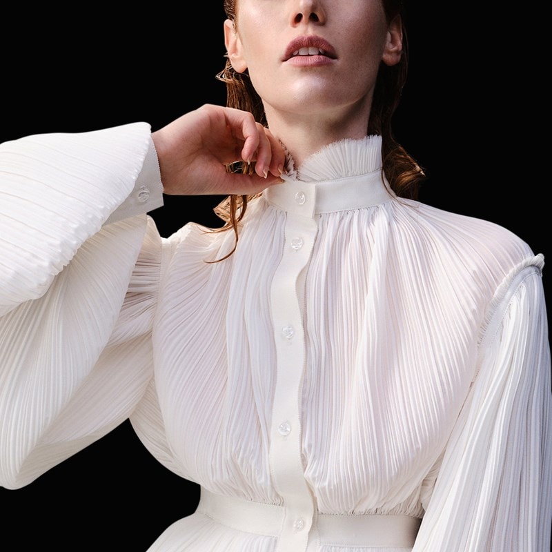 TWOTWINSTYLE, blusas informales de gasa fruncidas – Grandado