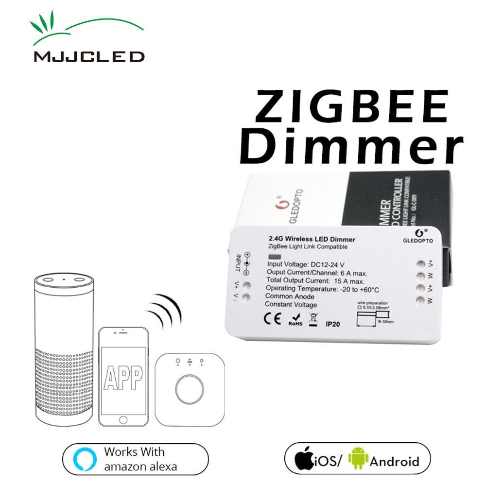 ZIGBEE LED Controller Smart Wireless LED Dimmer DC 12V 24V Zll APP Controlled LED Zigbee Dimmer for Single Color Strip Light