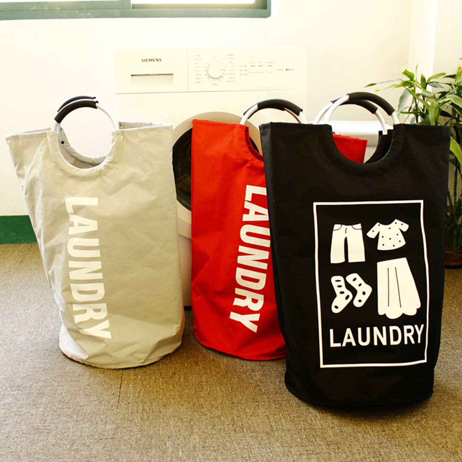 Collapsible Laundry Basket, Portable Oxford Fabric Laundry Hamper with Metal Handles for Laundry Room College Dorms Accreeories