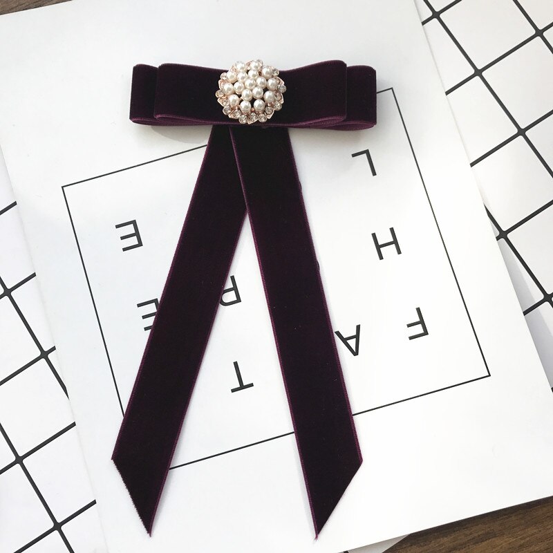 årgang sløyfe fløyel damehode diamantbånd skumring brosje elegante jenter smykker krage nål jente cravat til menn: 3