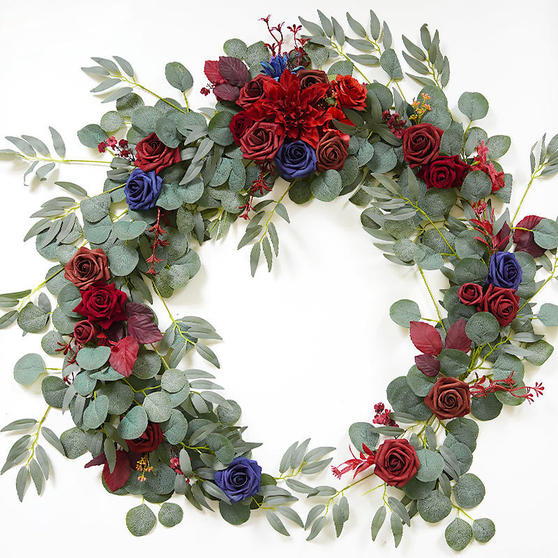 Yannew-guirnaldas de flores artificiales para camino de mesa, centros de mesa de eucalipto con forma de corazón para telón de fondo, decoración de boda Bohemia: Oro