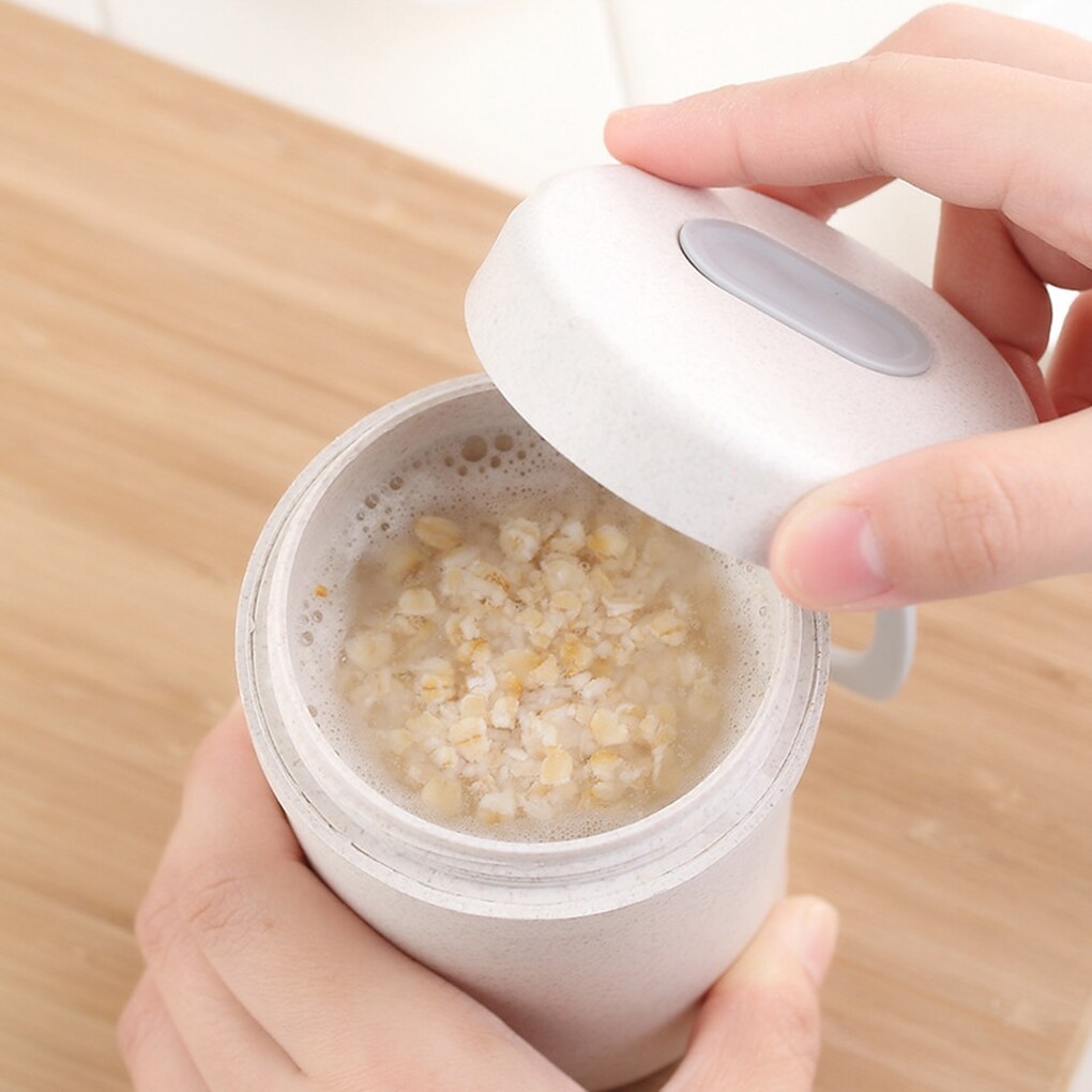 300ml Wheat Straw Portable Double-wall Portable Office Coffee Tea Mug Cups Microwave Available Sealed