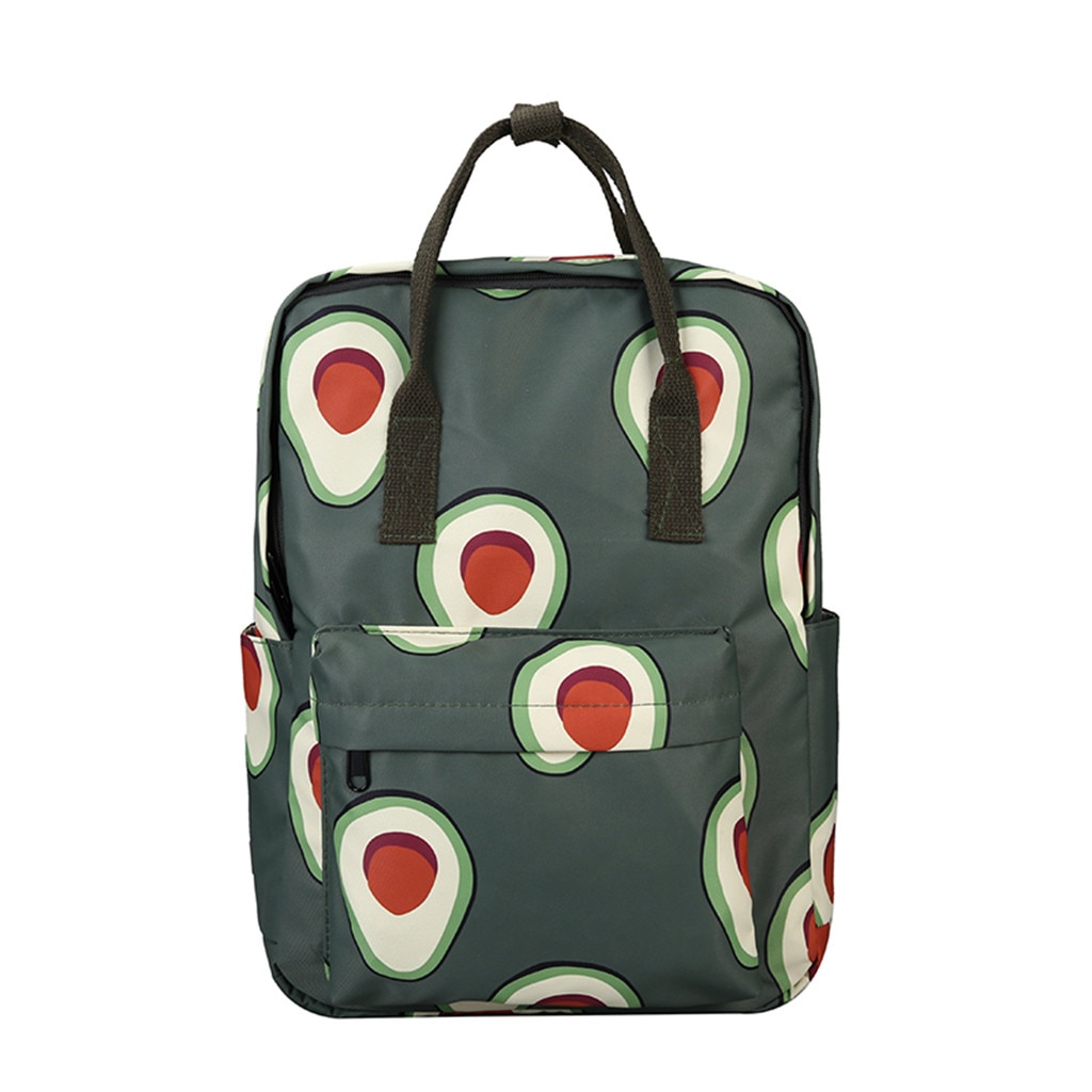 Female Cartoon Fruit avocado Print Women Canvas Travel Backpacks Teen Girls Large Capacity Nylon School Shoulder Bags