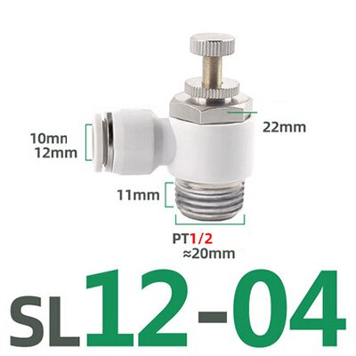 SL pneumatic quick coupling hose 4 6 8 10 12mm M5" 1/8" 1/4" 3/8" 1/2 air speed adjustment control valve acceleration valve: SL12-04
