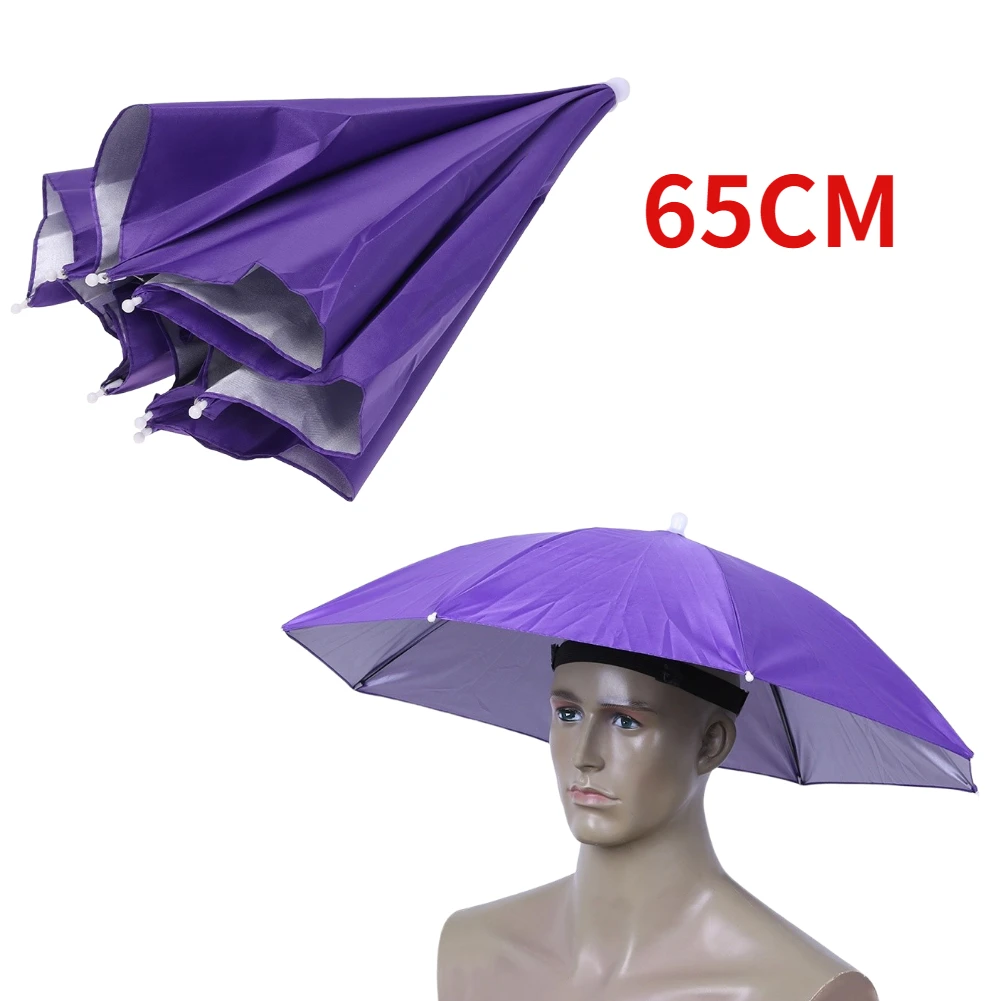 Sombrero de sombrilla de cabeza plegable para exteriores, sombrero antilluvia, antisol, gorra de sol montada en la cabeza para pesca, Golf, ciclismo, senderismo y Camping: Rojo