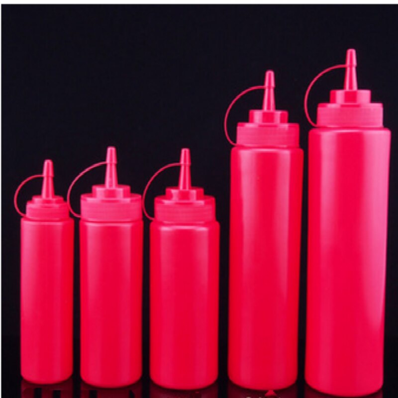 1Pcs 12Oz 16Oz 24Oz Keuken Plastic Squeeze Bottle Dispenser 8Oz Voor Saus Azijn olie Ketchup: Rood / 16 Ounce