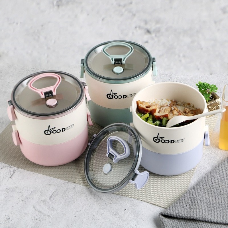 Termisk matlåda för barn matbehållare läckagesäkra bento bärbar picknick skolmatbehållare dubbelisolerad låda  h1227