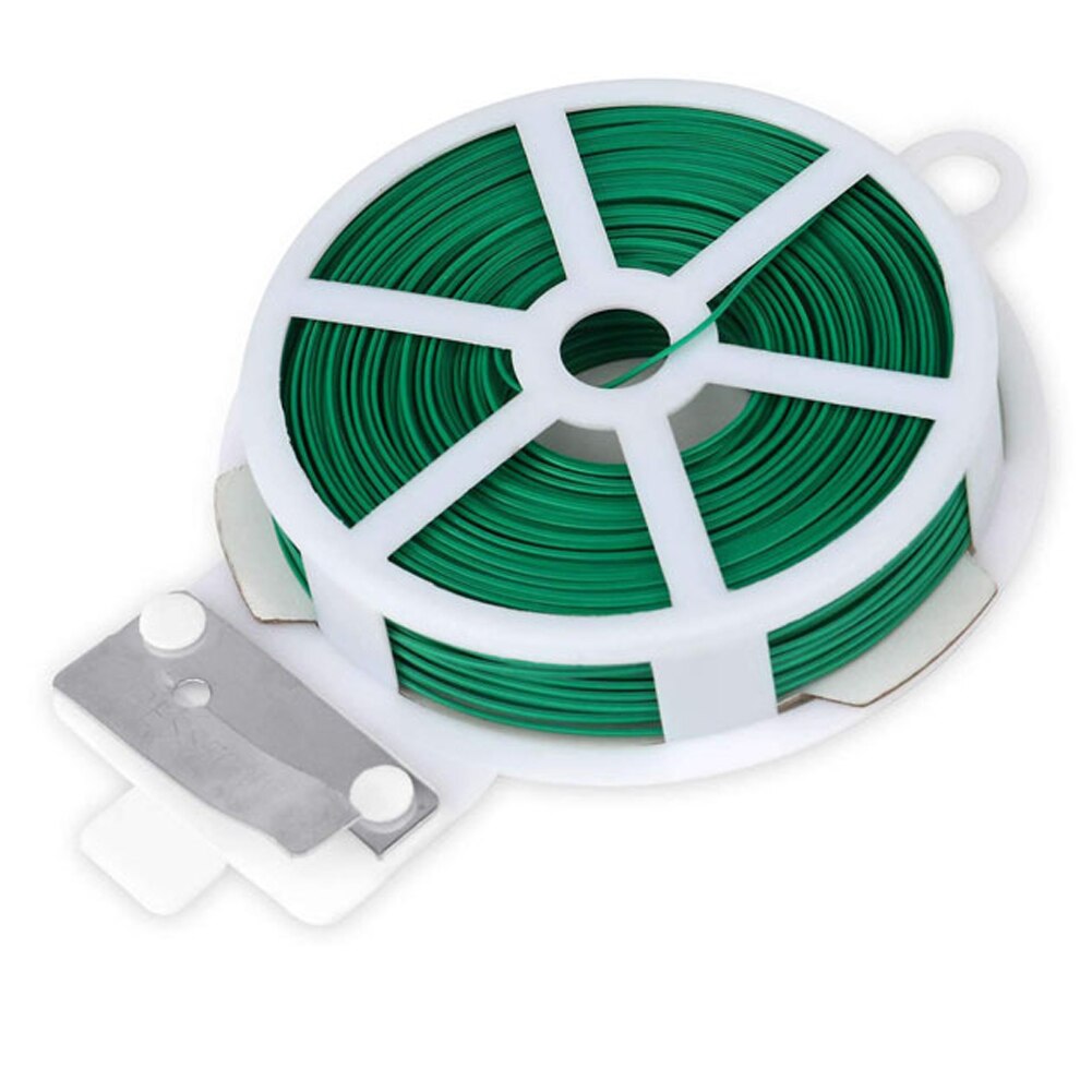 Garden Plant Green Ties Reusable Eco-friendly Nice Plastic Coating 100 meters/328 Feet Twist Ties with Cutter Tie Wire Gardening