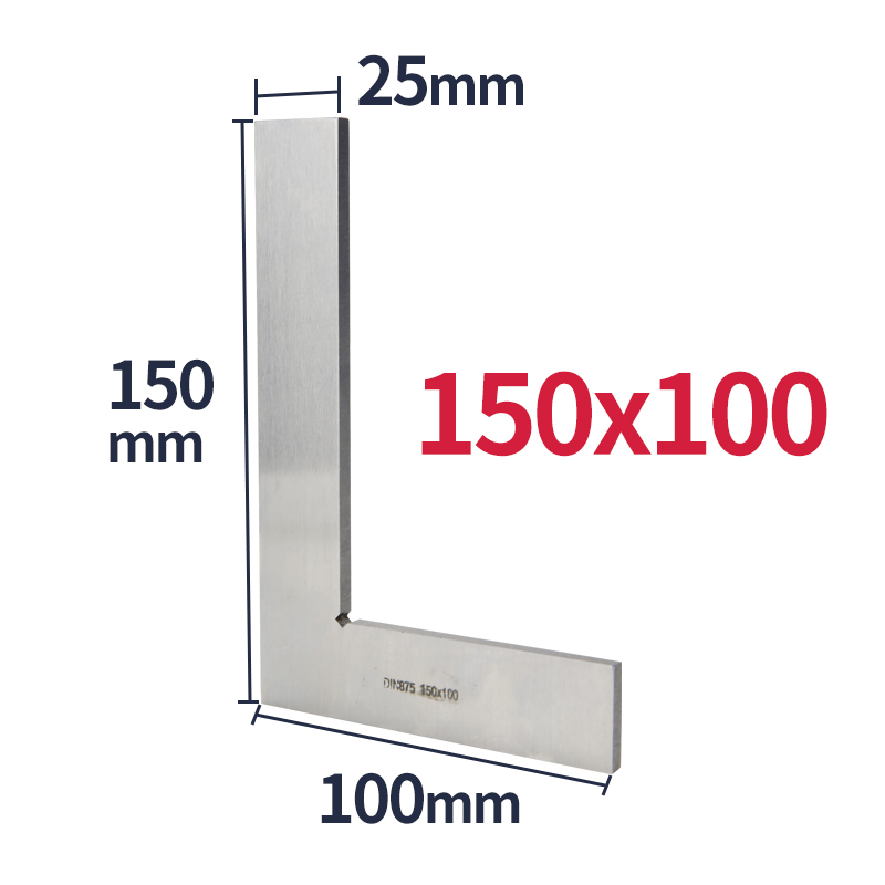 Prueba la regla cuadrada de borde plano, herramientas de carpintería de 90 grados, juego de herramientas de medición de regla de ángulo recto de Metal, cuadrado 50x4 0/75x50mm: Grey