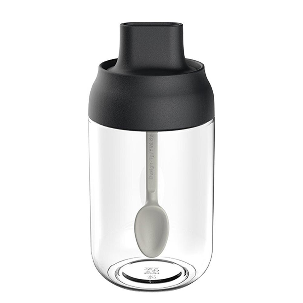 Récipient à condiments en verre hermétique boîte d'assaisonnement sel sucre huile miel bouteilles de stockage avec cuillère et couvercle pots à épices de cuisine: Blk Spice Jar 250ml