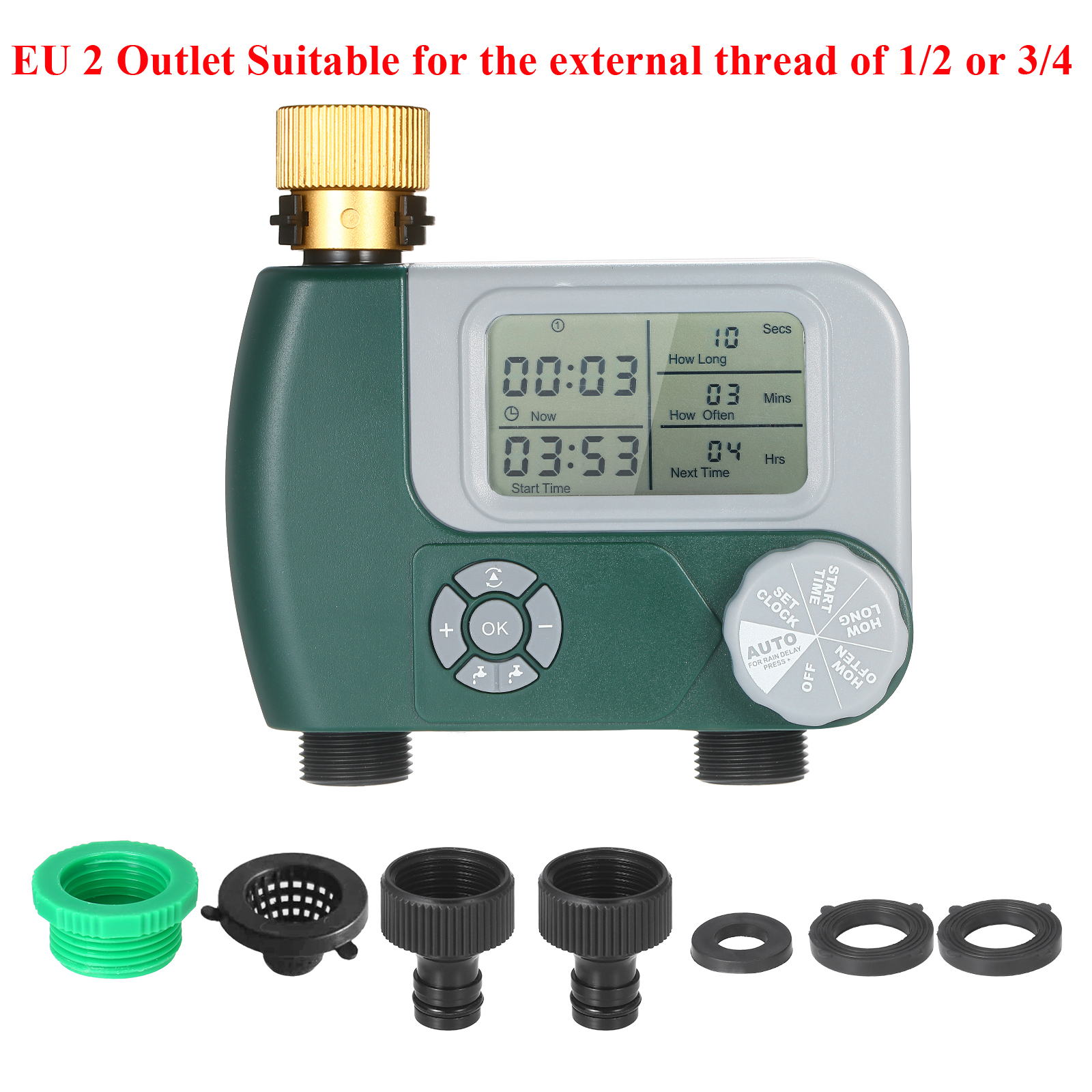 US/EU/UK Plug Digital Programmable Water Timer Weatherproof Garden Lawn Faucet Hose Timer Automatic Irrigation Controller: EU type 3