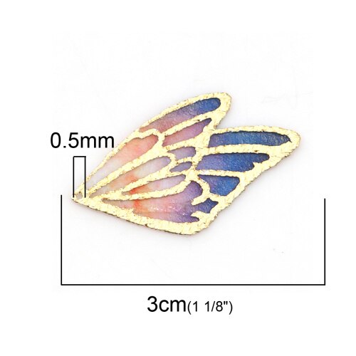 DoreenBeads-colgantes de tela de ala de mariposa, accesorio Multicolor, Morado, azul y verde, 30mm(1 1/8 ") x 18mm( 6/8"), 5 unidades: 1