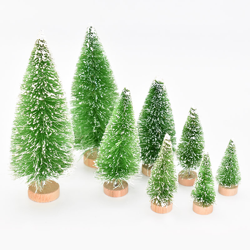 8Pcs DIY Christmas Tree Ornaments Sisal Silk Mini Pine Tree Christmas Decoration For Home Navidad Xmas Year Decor Kids: green