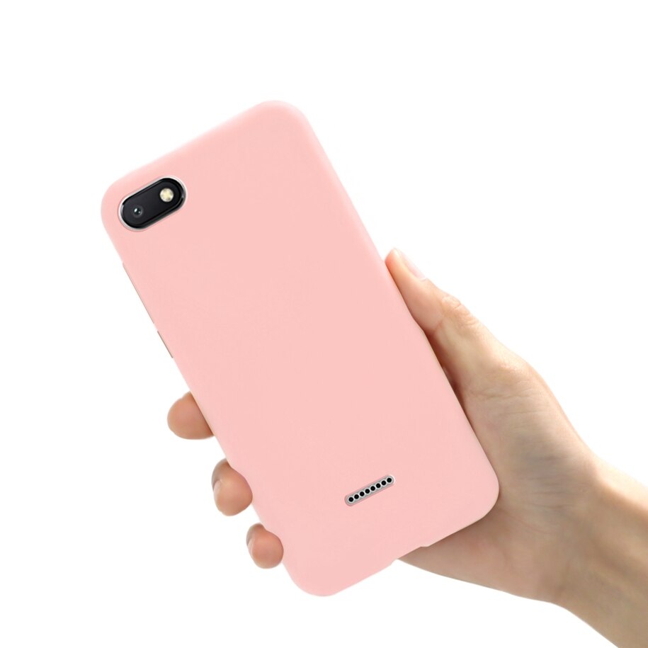 For Xiaomi Redmi 6A Case Cover Lovely Cute TPU Phone Case For Funda Xiaomi Redmi 6A A6 Candy Color Soft Silicone Cases Cover Bag: Light Pink