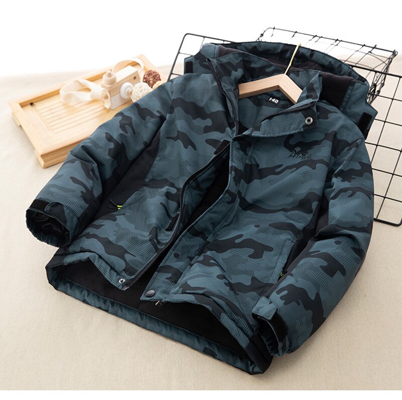 Abrigos rusos de invierno para niños, chaqueta cálida de algodón con capucha, abrigo impermeable, Parka larga,: Black Jacket / 150cm(10-11T)