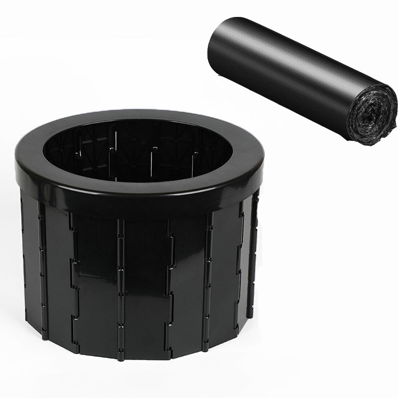Inodoro plegable portátil para coche, inodoro de Camping, Cubo de viaje, asiento de inodoro para Camping, senderismo y viaje largo: black