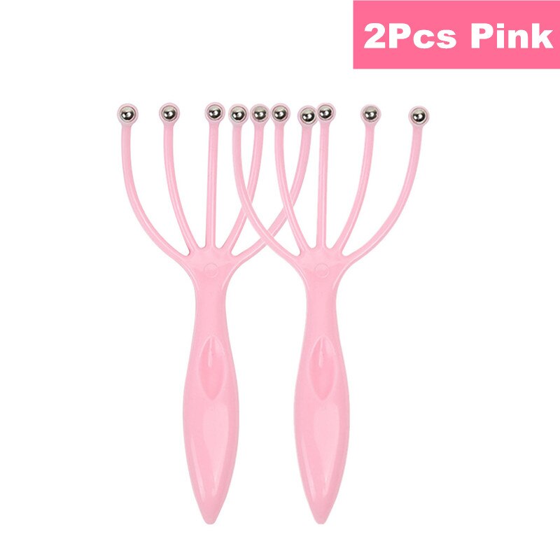 Masajeador de cabeza de pulpo, dispositivo para aliviar el dolor y la presión, herramientas para el cuidado del cuero cabelludo y el cuello, liberación de estrés, relajación, garra: 2Pcs Pink