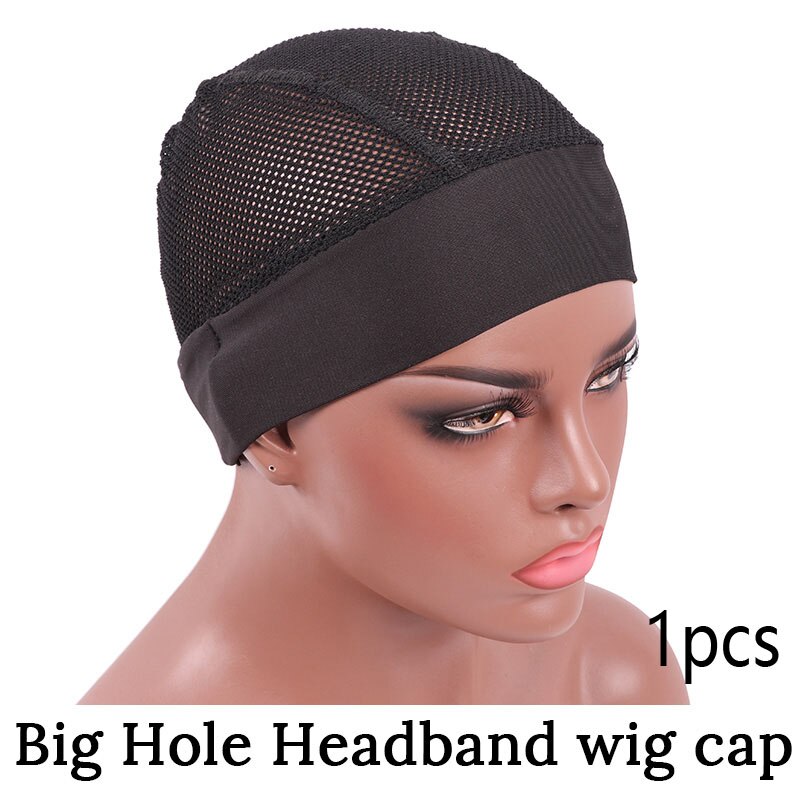 Headband Wig Cap With Wig Holder Band Black Wig Caps For Making Wigs Spandex Dome Cap With Head Grip Cap With Adjustable Band: Auburn