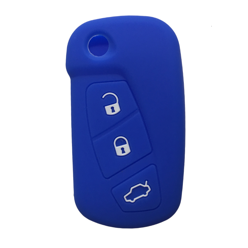 3 Button Flip Remote Key Case For Ford KA Streetka Vehicles Model Silicone Key Cover Car Accessories Holder Fob: Blue