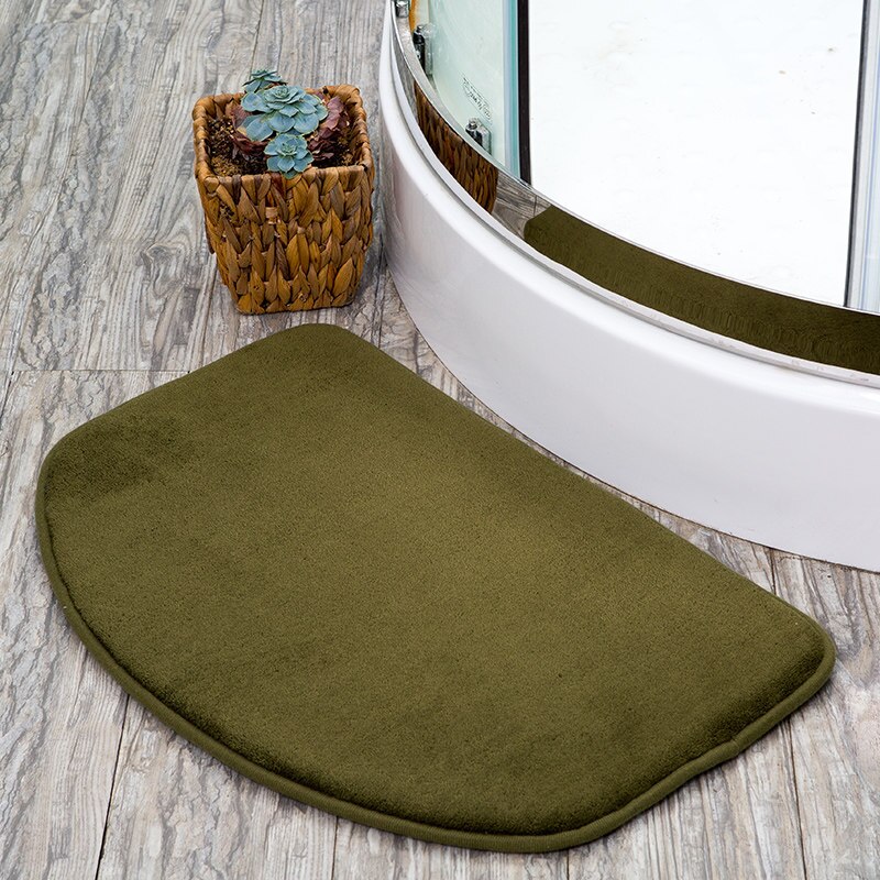 Halfronde badmat tapijten voor toilet badmat antislip tapijt deurmat vloerkleed badmat waterabsorptie wc tapijten: Olijfgroen