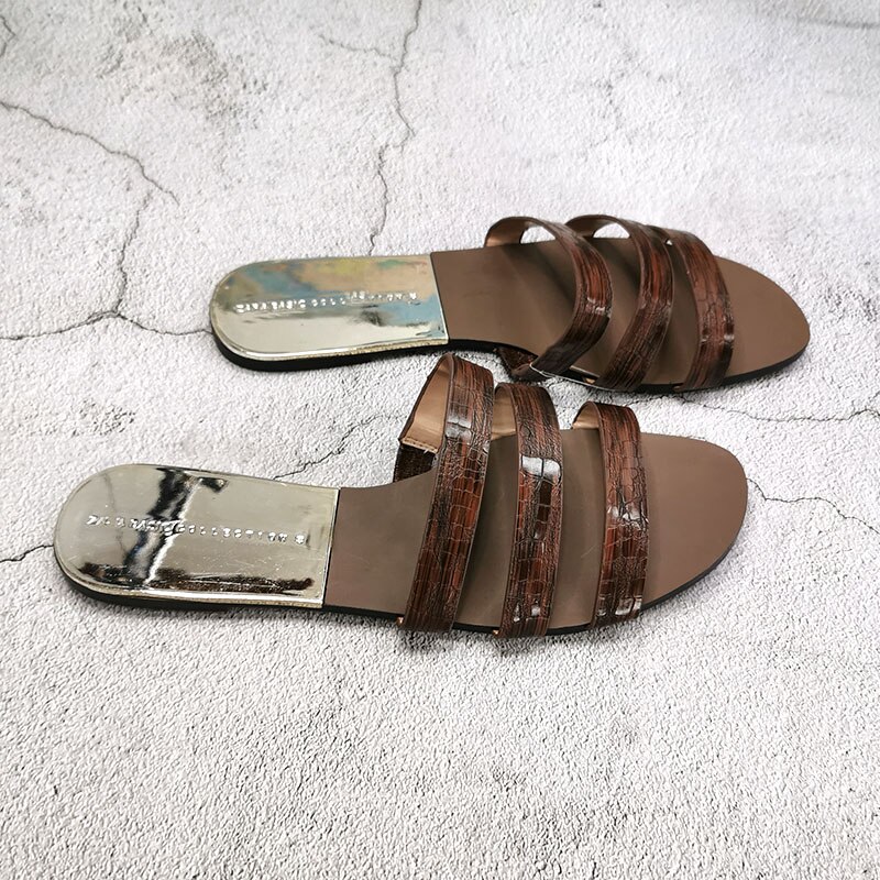 Sommer bælter flad hæl kvinder sko strandsandaler udenfor sommer blødt læder kvindelige slides gennemsigtig åben tå sandal