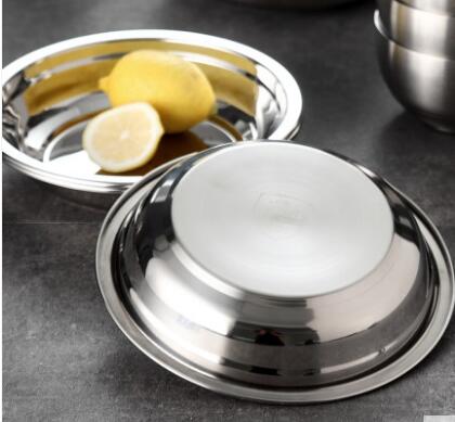 Thick stainless steel plate disc dish plate barbecue plate flat bottom plate shallow dish household dish