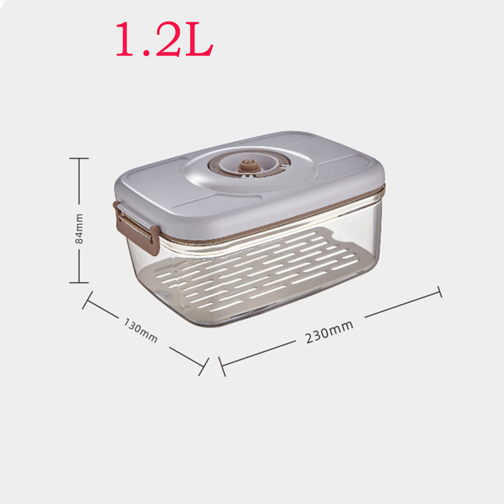Vacuum Preservation Box with Pump Fruit Sealed Refrigerated Box Lunch Box food Moisture-proof Vacuum Storage Box with Drain: 1.2L