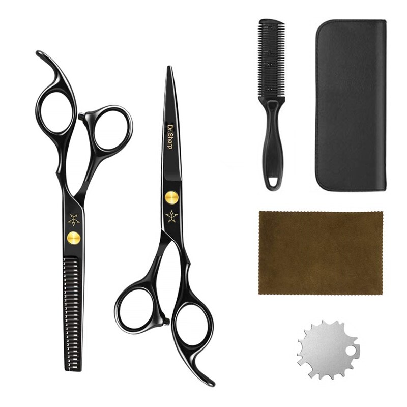 scissors for hairdresser hair cutting scissors with comb for babershop hair cutting tools hair styling: 6PCS SET