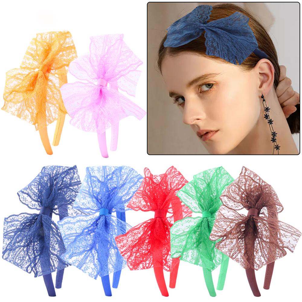 Candygirl-Diadema de encaje de los años 80, accesorios de disfraces para temática de los años 80, sin dolor de cabeza, diadema de lazo de encaje de neón para Halloween