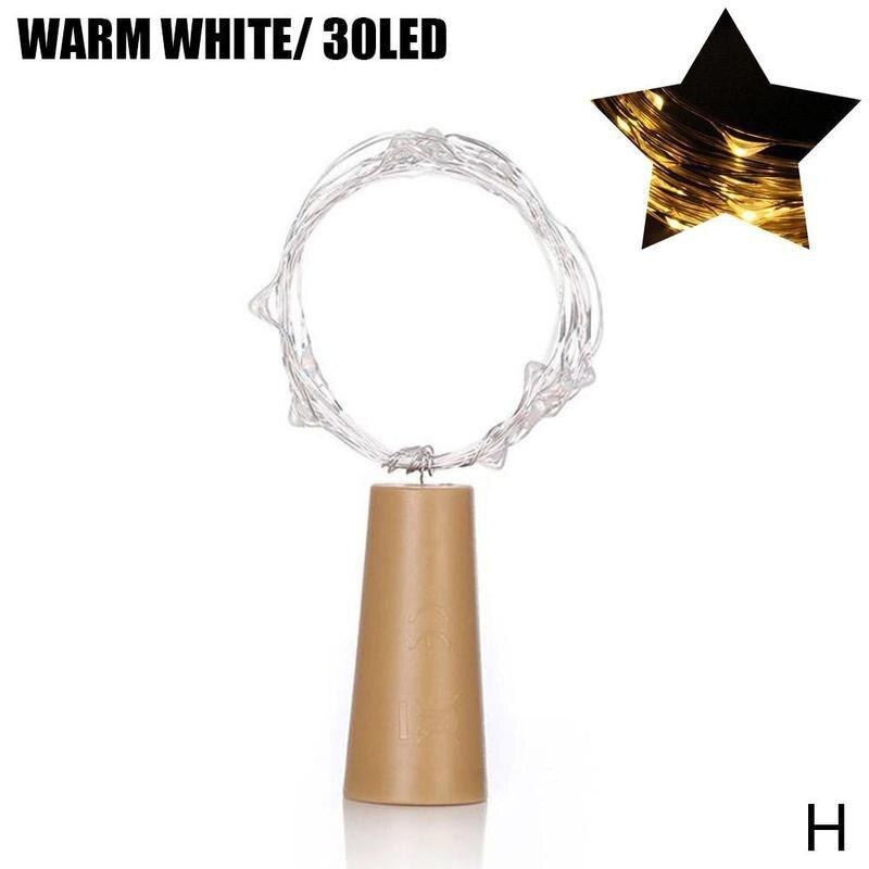 Decorative Small Lantern LED Wine Bottle Fairy Light * Batteries 3 LED AG13/ Weddin Cork Christmas LR44 Shaped String WITH R6H1: warn white 30led