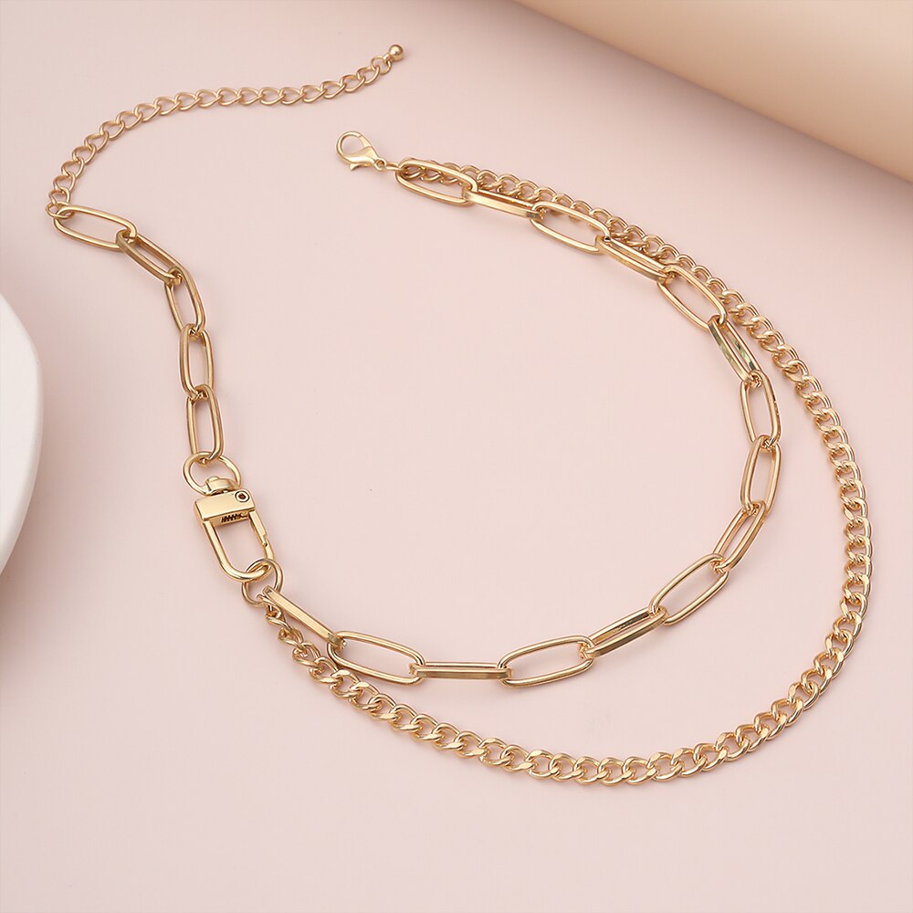 Lacteo Übertrieben Kreuz Kette Halsband Halskette Punk Multi geschichtet Miami Kubanischen Kette Charme Halskette Schmuck für Frauen und Männer