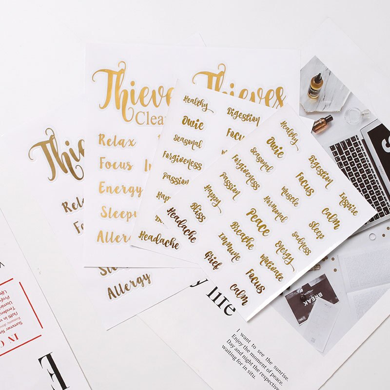 Golden Words Text Stickers Happy Planner Diary Scrapbooking Stickers Art Supplies SCI88