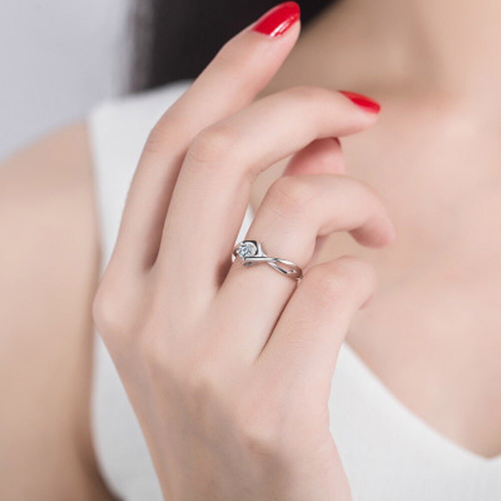 Neue Silber Überzogene Elegante Kristall Stein Charme Zirkon Ringe