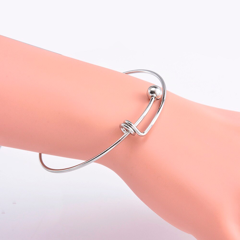 5pcs Stainless steel Blank Adjustable Expandable Wire Bracelets Bangles For DIY Charm Bangle Jewelry