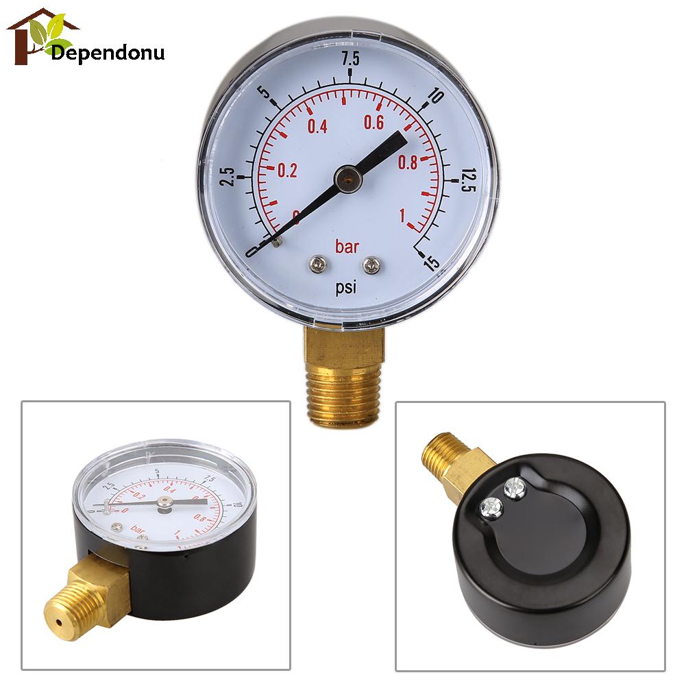 0/15 PSI 0/1 Bar Pressure Gauge Fuel Air Compressor Meter Hydraulic Pressure Tester Manometer Double Scale Pressure Measurer