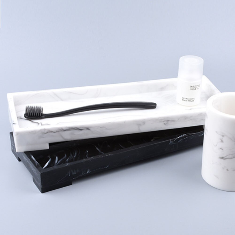 Bandeja de baño de estilo nórdico con de mármol resistente al desgaste para el hogar, jabón de Hotel, Storage Countertop Teethbrush Cup, bandeja de suministros
