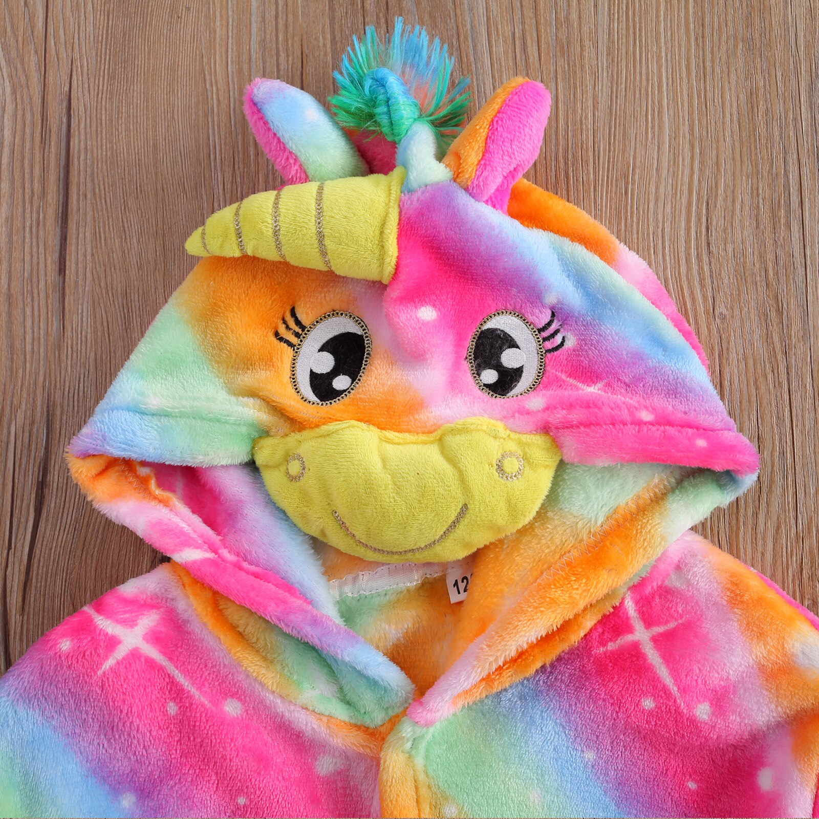 Baby Meisjes Kleurrijke Flanel Warme Badjas Dier Vormige Hooded Badjas Met Steekzakken En Tailleband Voor Herfst En Winter