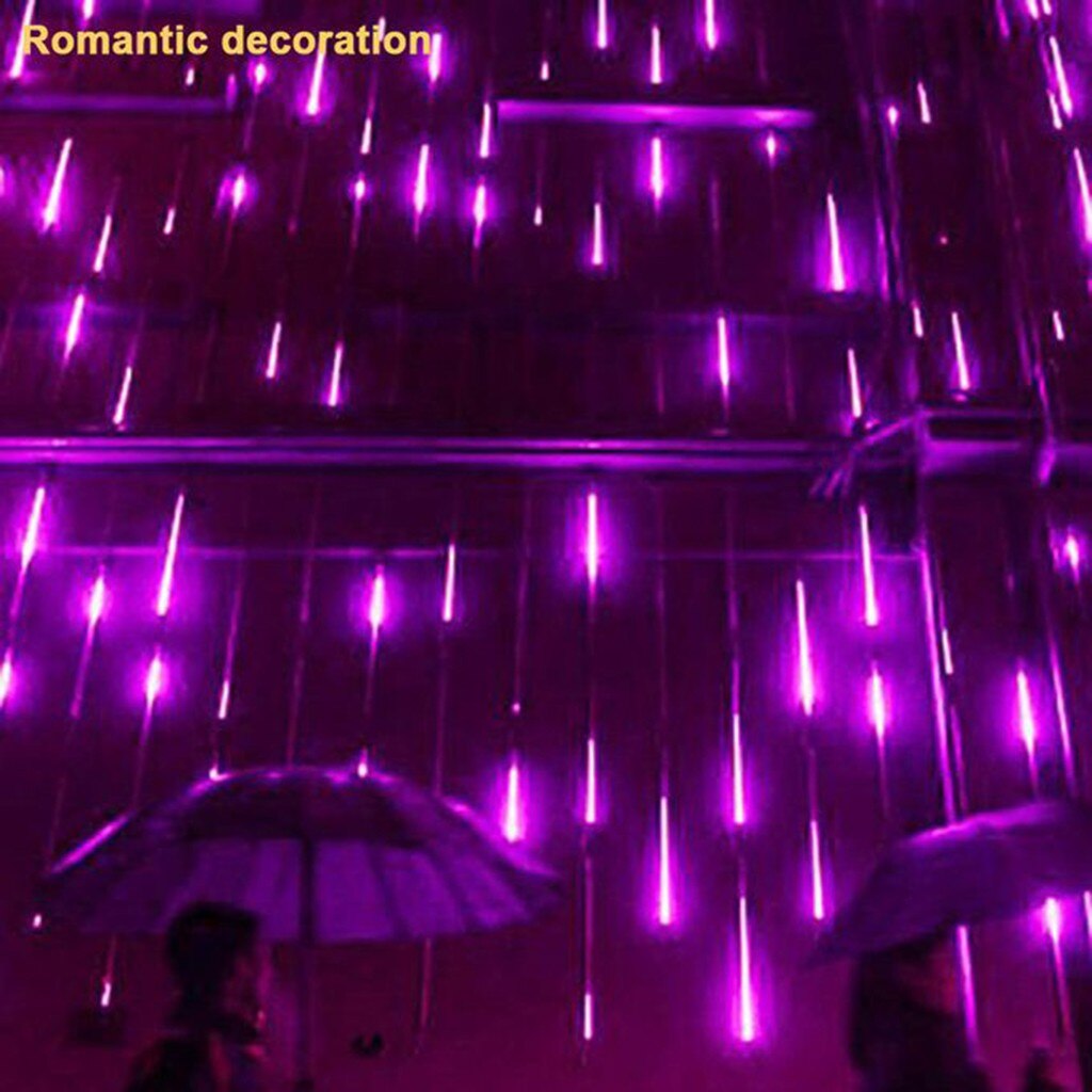 Year 30/50cm Meteor Shower Rain 8 Tubes LED String Lights Waterproof For Outdoor Christmas Decor Tree With Plug Tail#45: Pink 