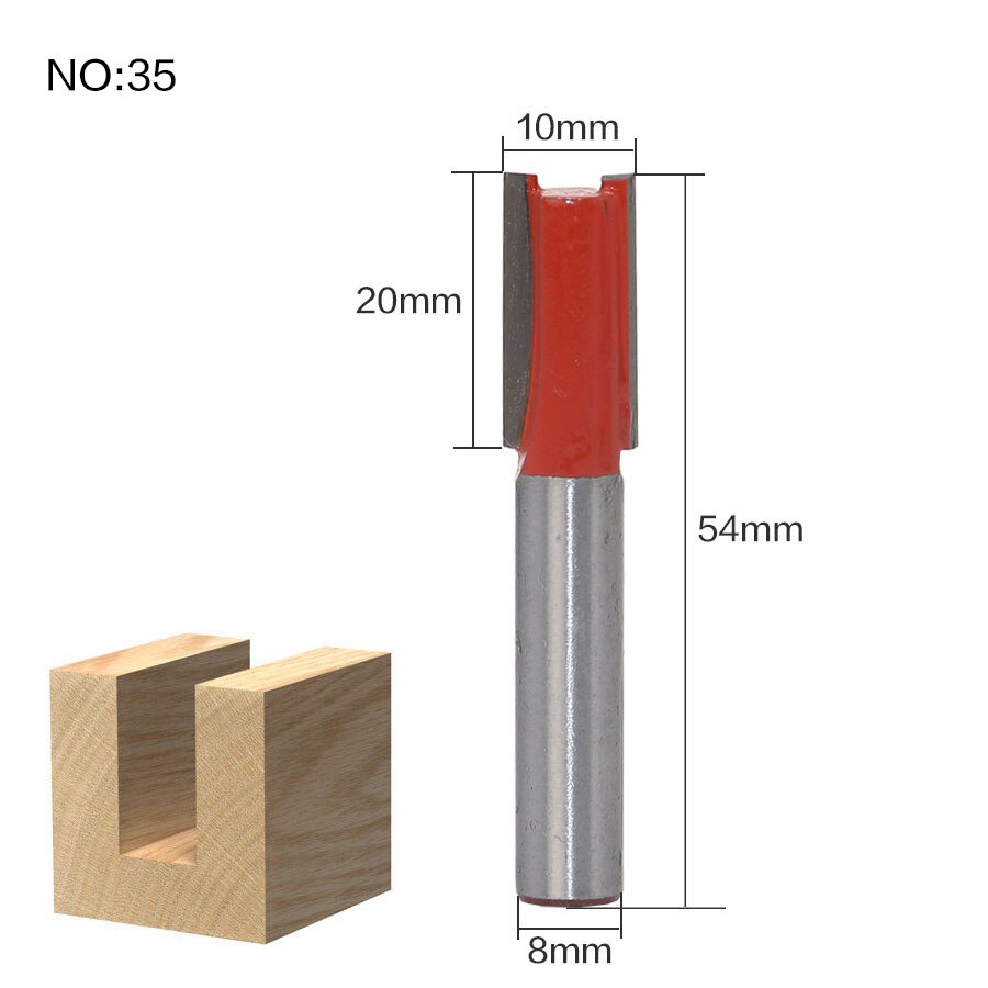 1 st 8mm Schacht hout router bit Rechte frees trimmer reiniging flush trim hoek ronde cove doos bits frezen Cutte: NO35
